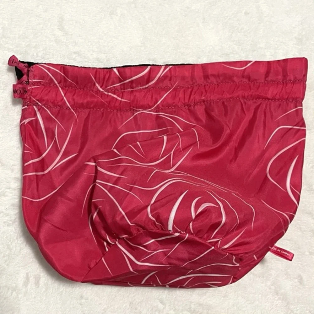 Lancome Makeup Bag Reversible Toiletry‎ Black Pink Drawstring Bucket Pouch
